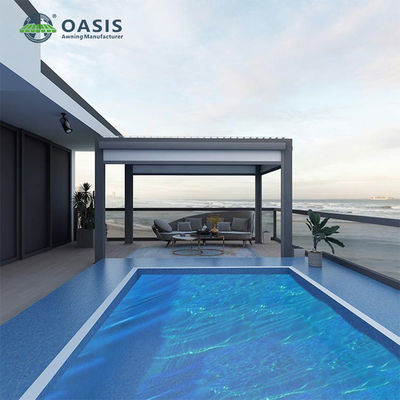 Pergola in alluminio rivestita in polvere con lucchetto 3x4x2.8m, pergola moderna in metallo a motore