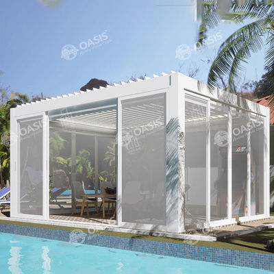 Pergola ngoài trời hiện đại sang trọng nhôm chống nước mái lợp động cơ nhôm lợp cho biệt thự