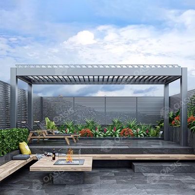 Pergola nhôm hạng nhẹ 3m x 3m với lăng và đèn LED có thể điều chỉnh