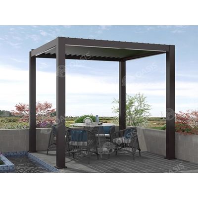 OEM ODM tùy chỉnh Pergola nhôm có động cơ với lưỡi liềm cho biệt thự