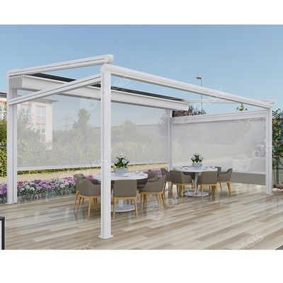 Pergola mái nhà có thể kéo ra bằng động cơ điện tùy chỉnh cho khu vực sân thượng hoặc sân thượng