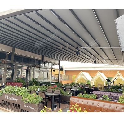 Gazebo nhôm với đèn dải mái kéo ra, Pergola điện kéo ra