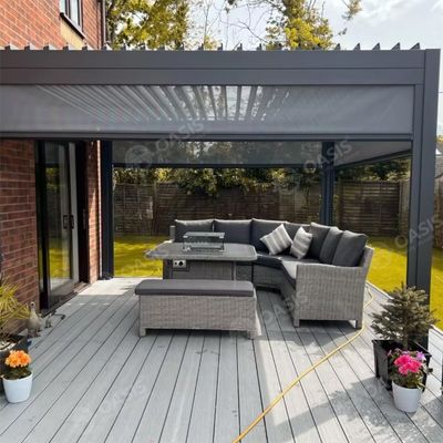 Mưa chống mưa bóng râm chống nước hoàn toàn kín ngoài trời nhôm Louvered Pergola cho các nhà hàng