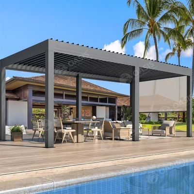 Không thấm nước hoàn toàn kín ngoài trời nhôm Louvered Pergola cho các nhà hàng