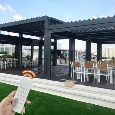 Khu vườn Gazebo Sun Shade Awning Luxury Outdoor Waterproof Patio Aluminium Louvered Pergola Cho Khách sạn