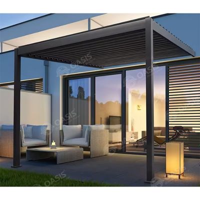 Kiểm soát từ xa Garden Sun Louver Điện Động cơ nhôm Pergola cho biệt thự