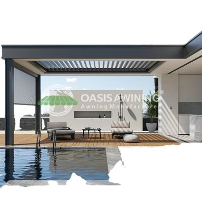 Motorized Aluminum Louvered Pergola with Rain Wind Sensor and 10 Years Warranty in Customized Colors