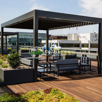 Motorized Aluminum Louvered Pergola with Rain Wind Sensor and 10 Years Warranty in Customized Colors