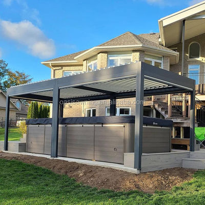 Motorized Aluminum Pergola with 5-Year Warranty Customized Size and Aluminum Alloy 6063 T5 Construction