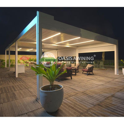 Eco-Friendly Freestanding Aluminum Louvered Pergola with Rain Wind Sensor and Adjustable Louvers