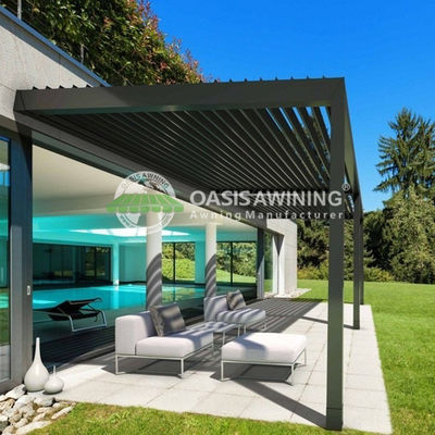 Eco-Friendly Freestanding Aluminum Louvered Pergola with Rain Wind Sensor and Adjustable Louvers