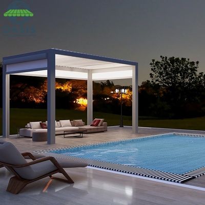 Modern Bioclimatic Aluminum Louvered Pergola with Customized Colors Rain Wind Sensor and Adjustable Louvers