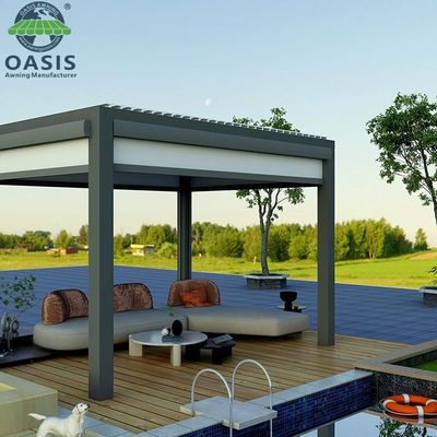 Motorized Aluminum Louvered Pergola with Rain Wind Sensor and Customized Colors for All-Season Outdoor Use