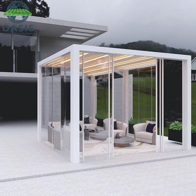Motorized Aluminum Louvered Pergola with Rain Wind Sensor and Customized Colors for All-Season Outdoor Use