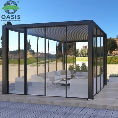 Bioclimatic Motorized Outdoor Pergola with Rain Wind Sensor and PVDF Powder Coated Customized Colors