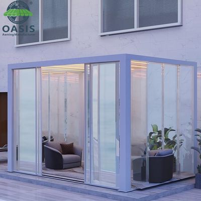 Bioclimatic Motorized Outdoor Pergola with Rain Wind Sensor and PVDF Powder Coated Customized Colors