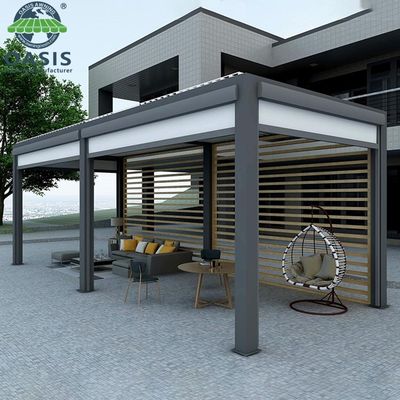 Bioclimatic Motorized Outdoor Pergola with Rain Wind Sensor and PVDF Powder Coated Customized Colors