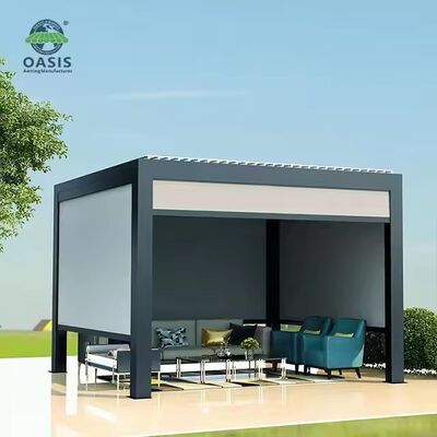 Outdoor Home Decorative Yard Terrace Roof Awning Motorized Adjustable Gazebo Louvered Aluminum Pergola