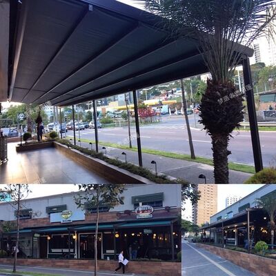 Easy Installation Reinforced Aluminum Frame Remotely Control Commercial Sunshade Large Area Covered Awning