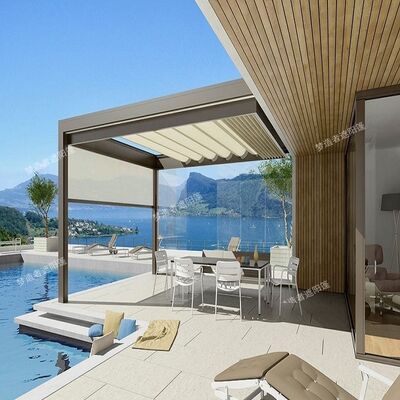 Easy Installation Heavy-Duty Aluminum Frame Pergola -Retractable Sun Block Canopy for Terrace & Patio Backyard Sunshade